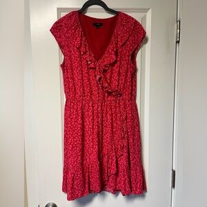 Red Floral Ruffle Dress